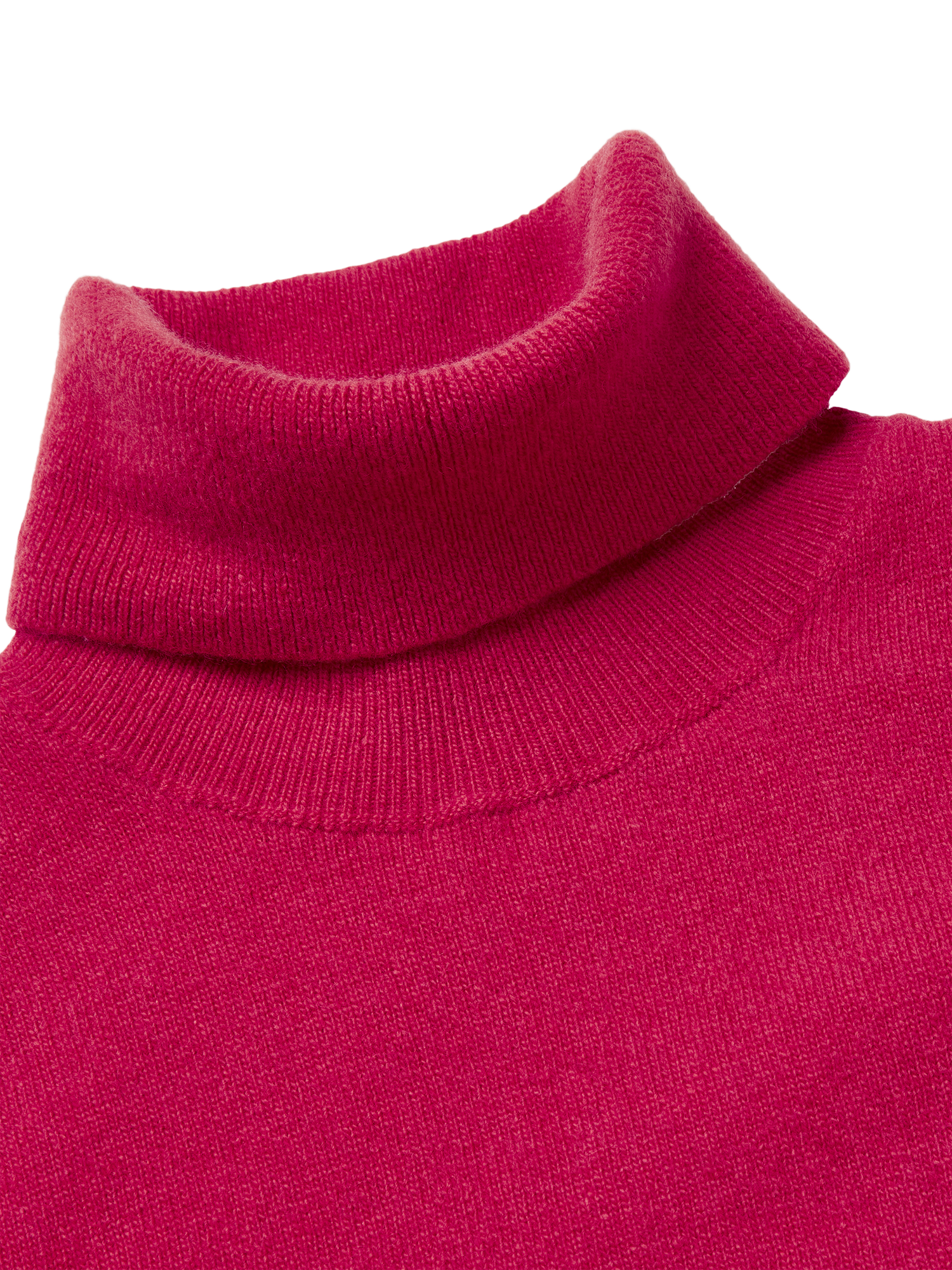Product image 3 of 3, which shows Benetton Wool Roll Neck Jumper, Cyclamen, S