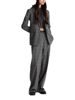 Benetton Check Tailored Trousers, Grey/Multi, Grey/Multi