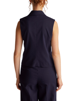 Refined Stripe Double Breasted Waistcoat, Navy - view 2, Navy