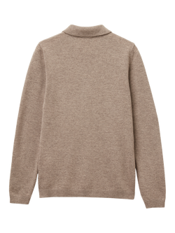 Benetton Button Front Knitted Polo Jumper - view 2, Brown