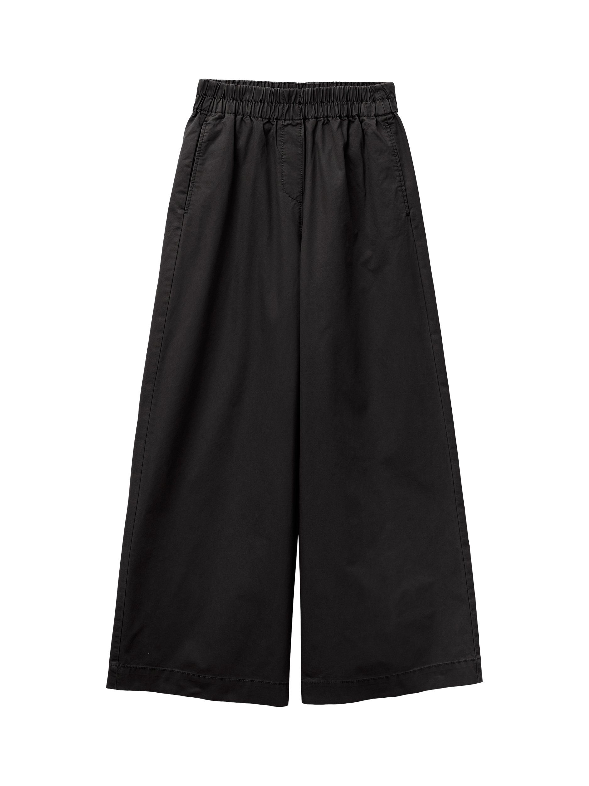 Product image 4 of 6, which shows Benetton Twill Wide Leg Trousers, Black, S