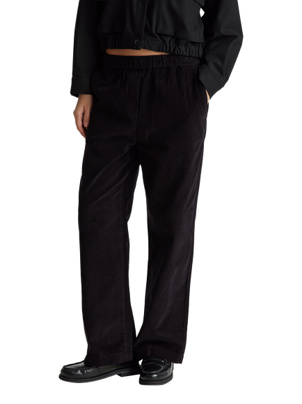 Benetton Corduroy Wide Leg Trousers, Black