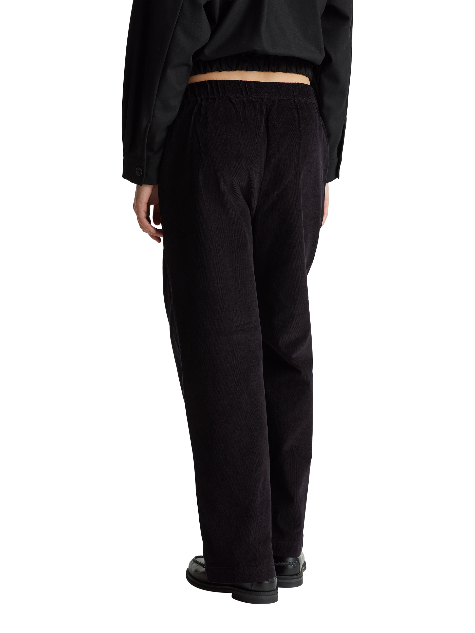 Product image 2 of 5, which shows Benetton Corduroy Wide Leg Trousers, Black, S
