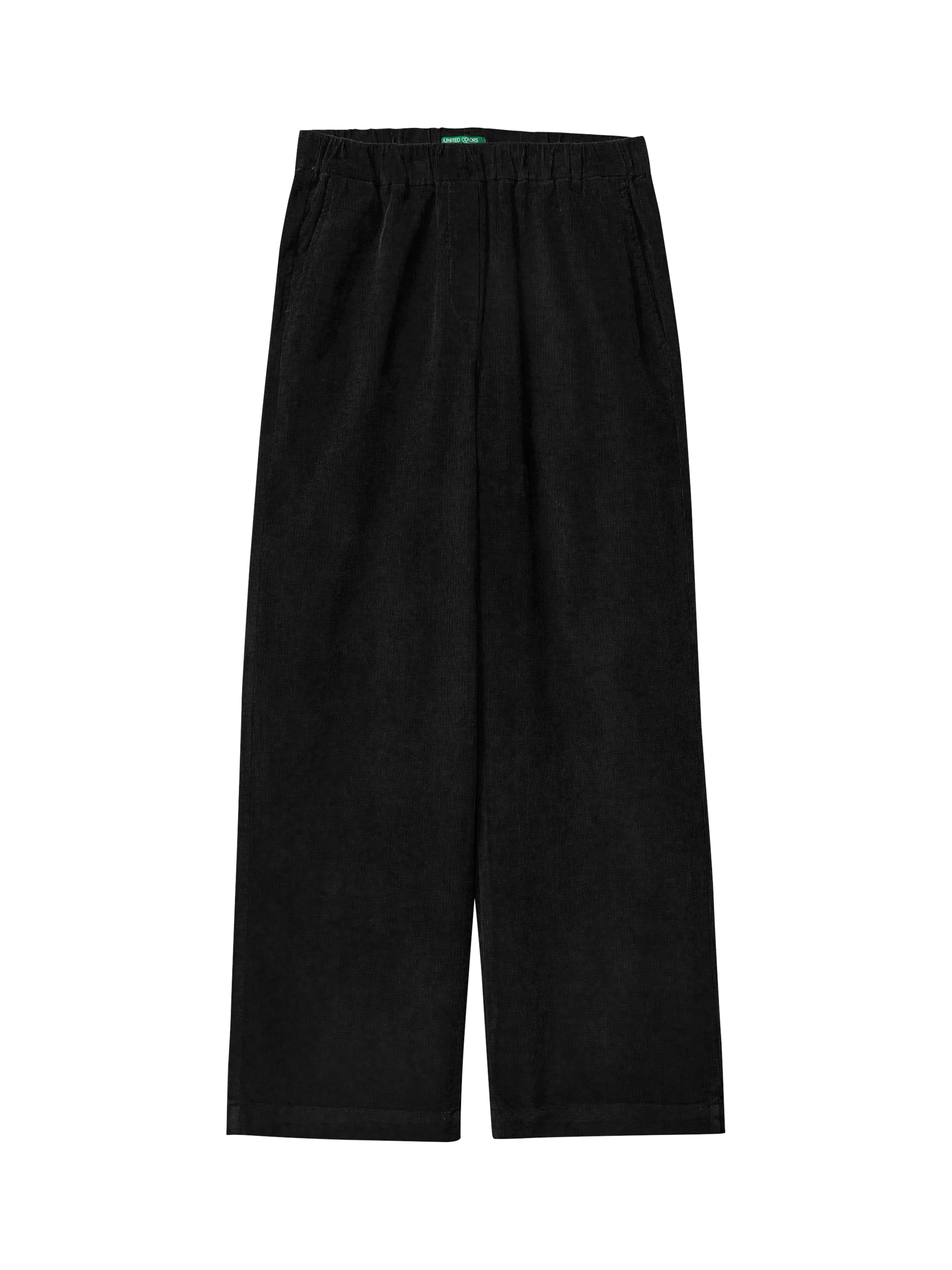 Product image 4 of 5, which shows Benetton Corduroy Wide Leg Trousers, Black, S