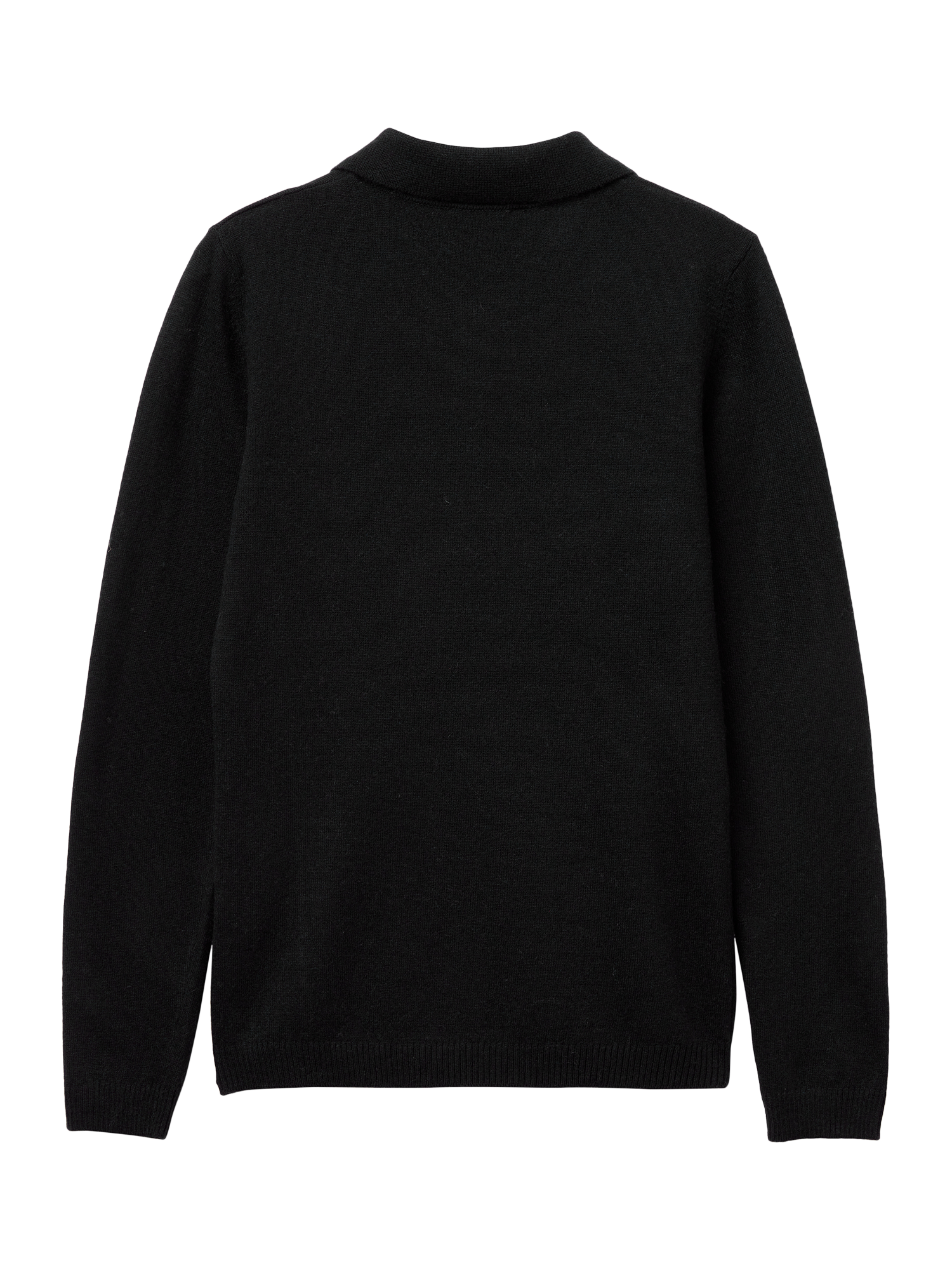 Product image 2 of 3, which shows Benetton Button Front Knitted Polo Jumper, Black, S