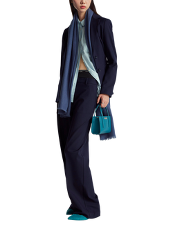 Benetton Pleated Wide Leg Trousers, Blue, Blue