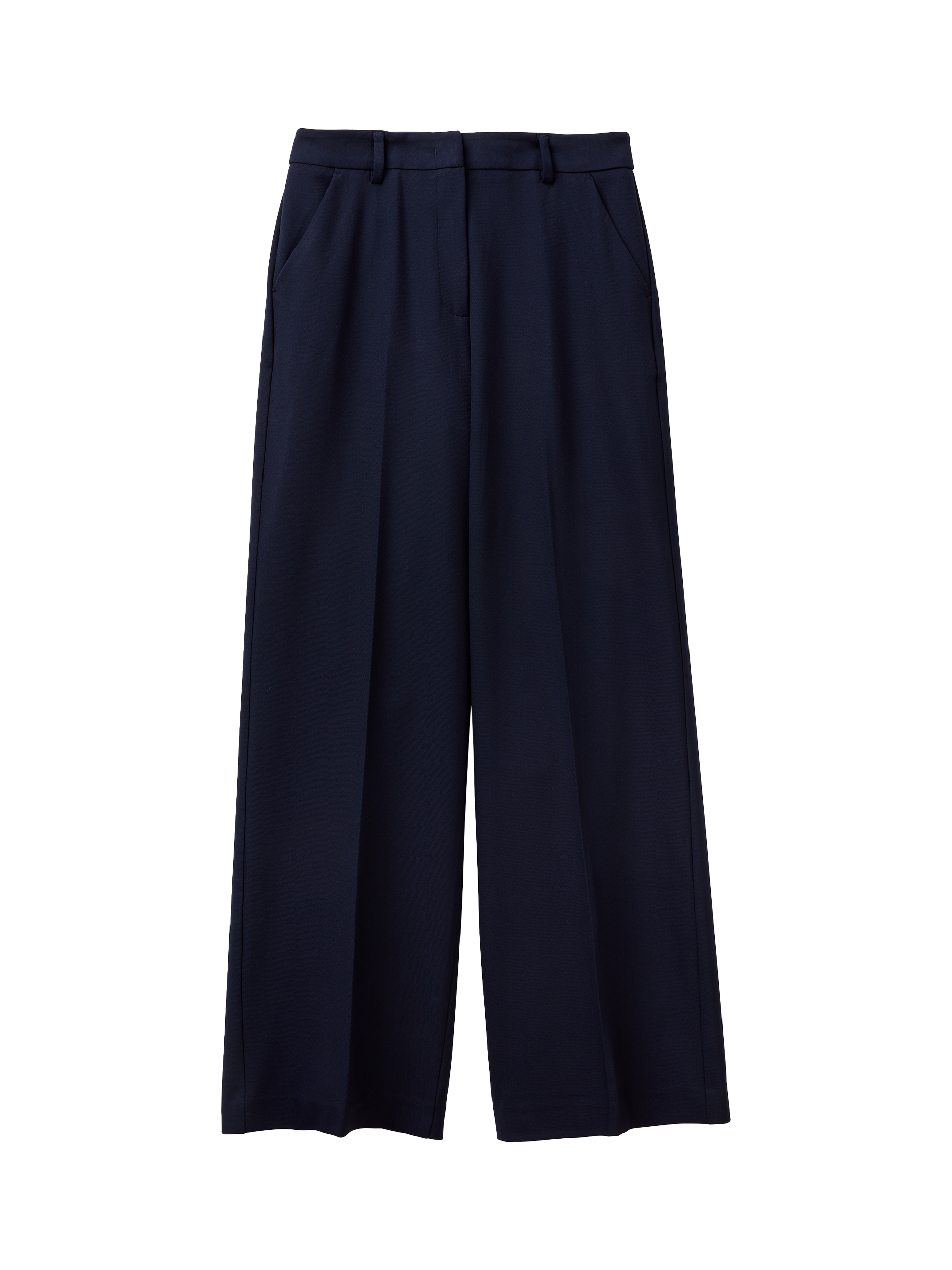 Product image 5 of 6, which shows Benetton Pleated Wide Leg Trousers, Blue, 8