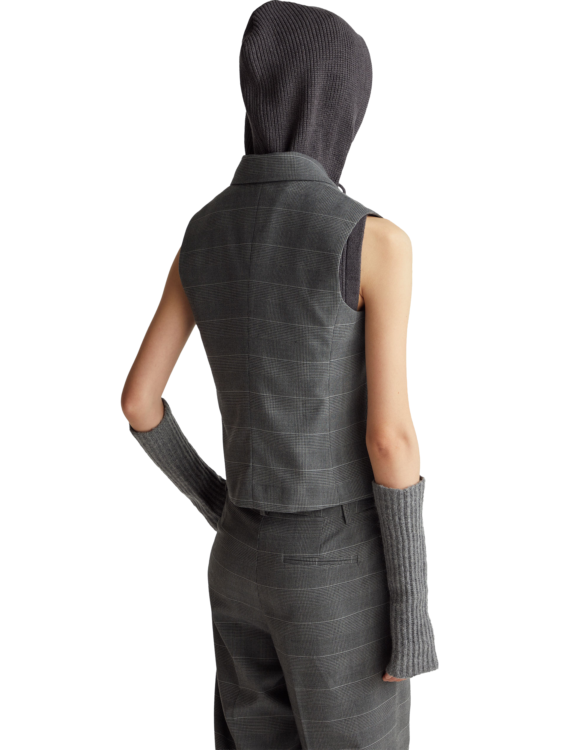 Product image 2 of 3, which shows Refined Stripe Double Breasted Waistcoat, Grey, 8