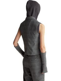 Refined Stripe Double Breasted Waistcoat, Grey - view 2, Grey