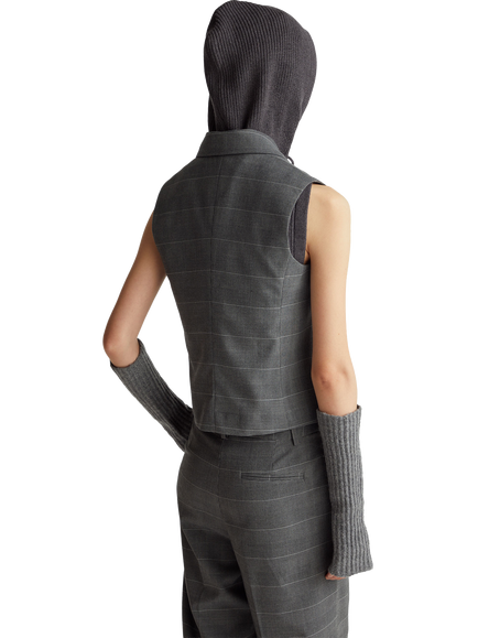 Refined Stripe Double Breasted Waistcoat, Grey - view 2, Grey