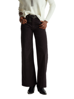 Benetton Needlecord Wide Leg Trousers, Black, Black