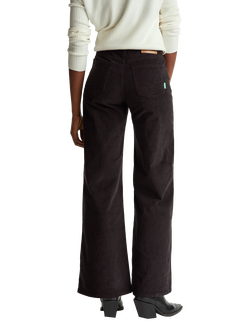 Benetton Needlecord Wide Leg Trousers, Black - view 2, Black