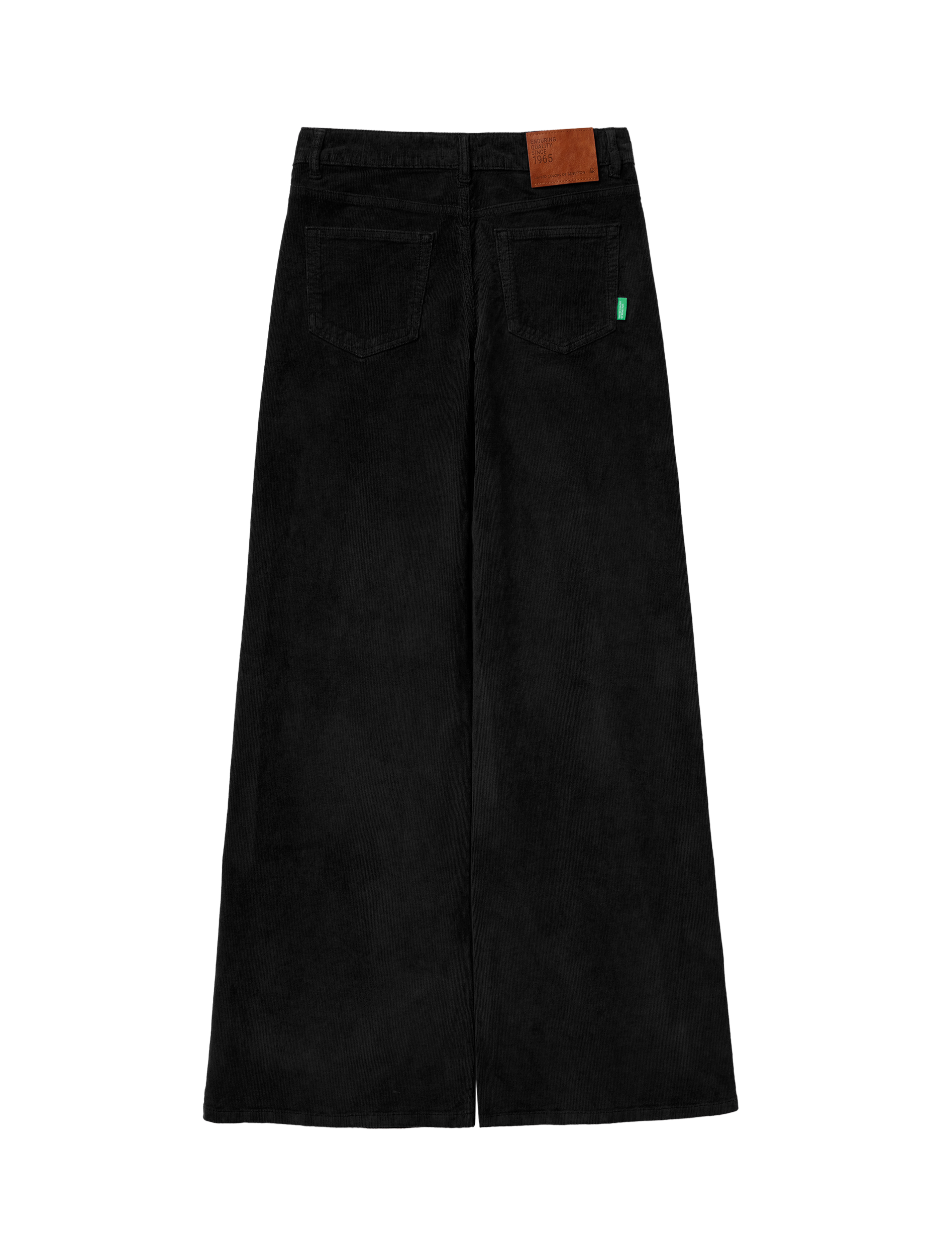 Product image 5 of 5, which shows Benetton Needlecord Wide Leg Trousers, Black, 26S