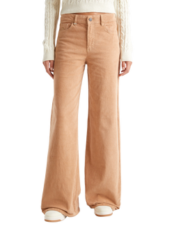 Benetton Wide Leg Corduroy Trousers, Beige, Beige