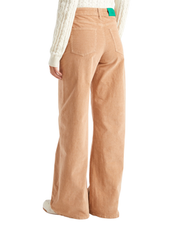 Benetton Wide Leg Corduroy Trousers, Beige - view 2, Beige
