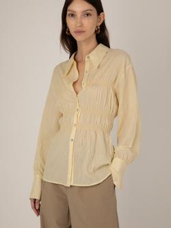 VIVERE Flavie Ruched Shirt, Yellow, Yellow