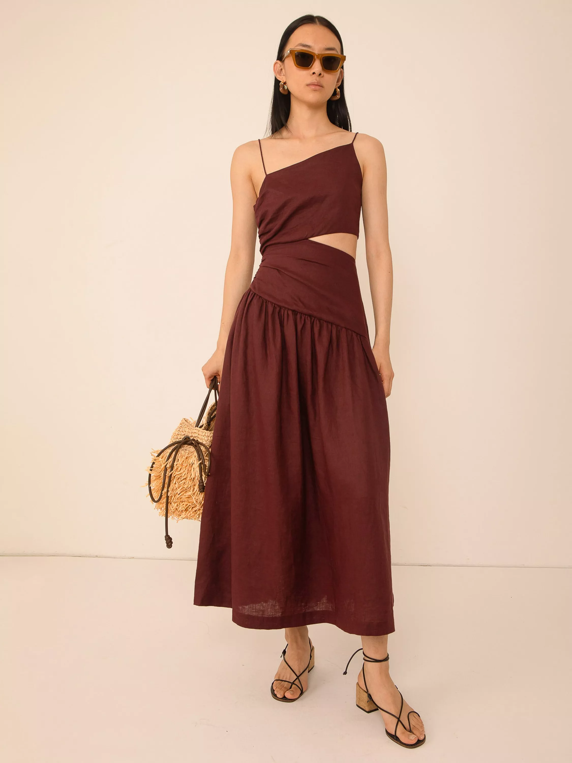 Women's Dresses - Asymmetric Neck, Brown | John Lewis & Partners