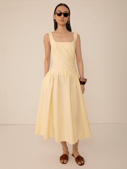 VIVERE Mille Fill Skirt Sun Dress, Pastel Yellow, Pastel Yellow