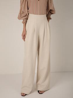 VIVERE Nellie Wide Leg Trousers, Oatmeal, Oatmeal