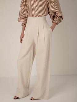 VIVERE Nellie Wide Leg Trousers, Oatmeal - view 2, Oatmeal