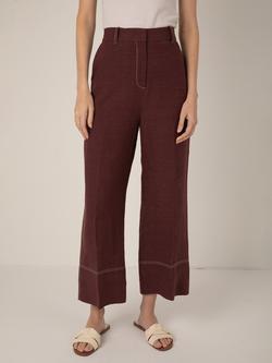 VIVERE Linn Tailored Linen Trousers, Brown, Brown