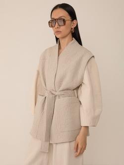 VIVERE Alruna Floral Quilted Waistcoat, Beige - view 2, Beige