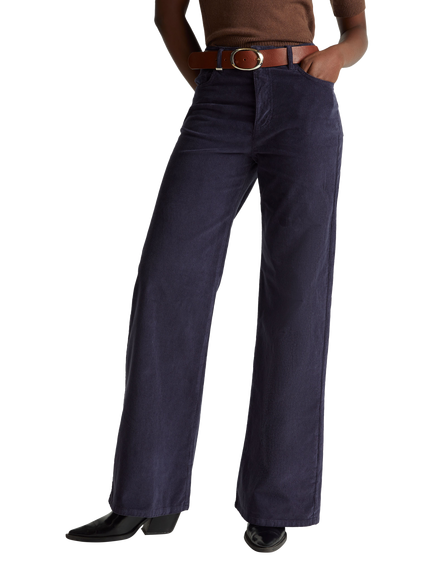 Benetton Needlecord Wide Leg Jeans, Blue, Blue