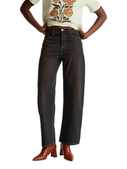 Benetton High Rise Wide Leg Jeans, Brown, Brown