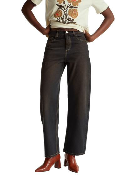 Benetton High Rise Wide Leg Jeans, Brown, Brown