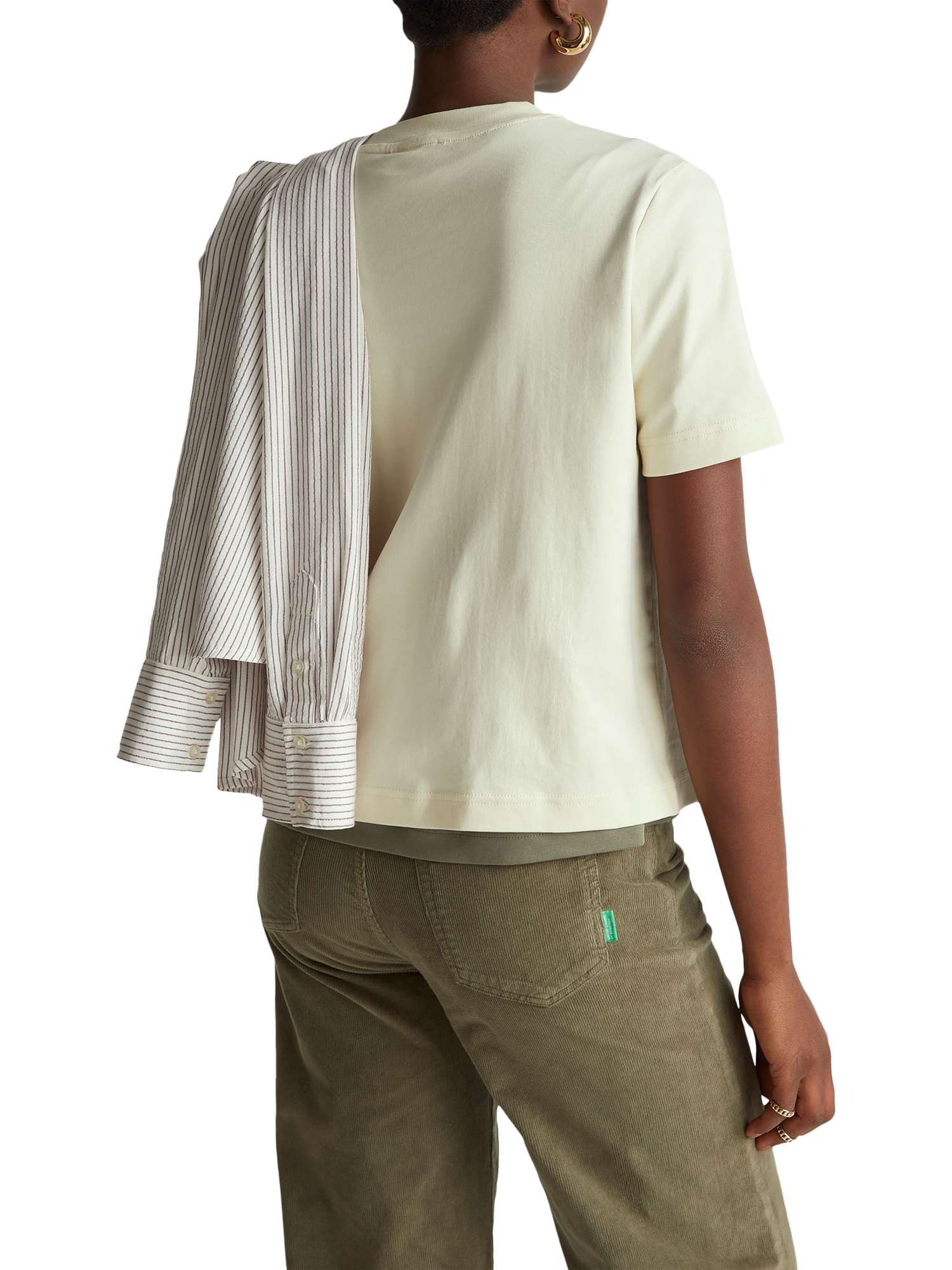 Product image 2 of 6, which shows Benetton Embroidered Floral T-Shirt, Beige, XS