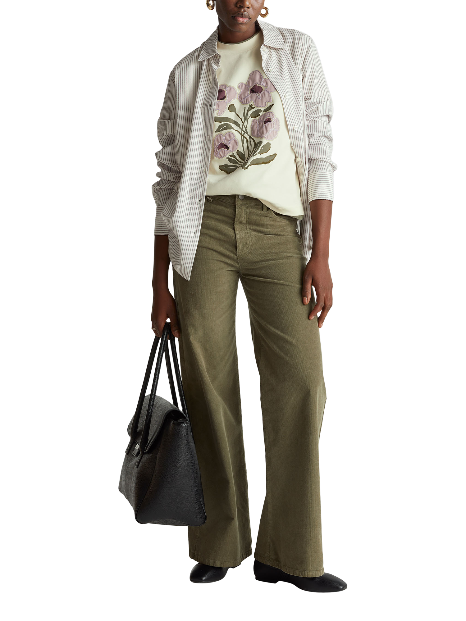 Product image 3 of 6, which shows Benetton Embroidered Floral T-Shirt, Beige, XS