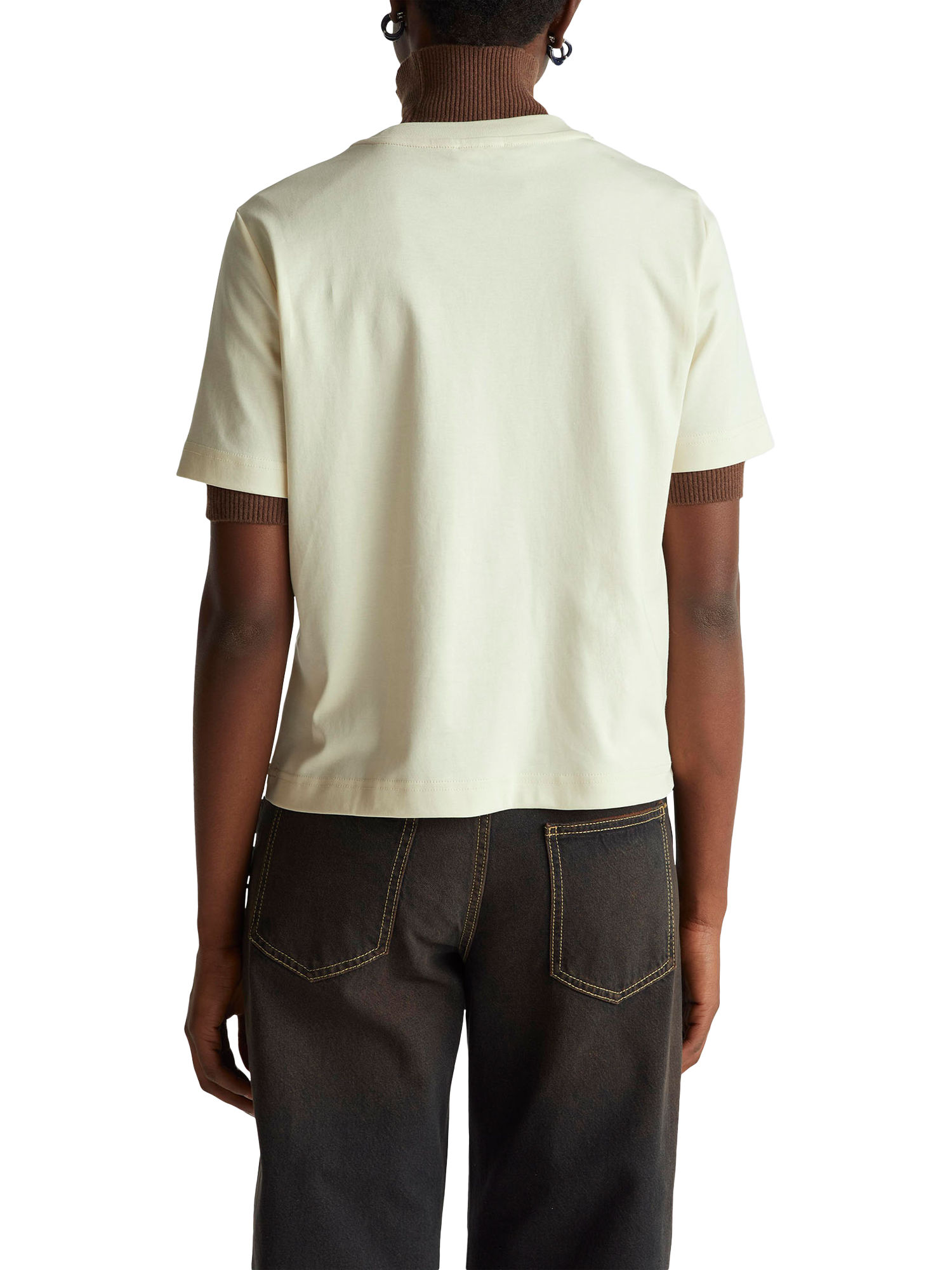 Product image 2 of 6, which shows Benetton Cotton Floral T-Shirt, Beige, M