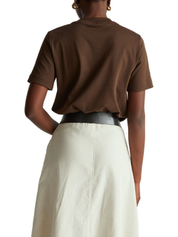 Benetton Wildflowers Slogan Cotton T-Shirt, Brown - view 2, Brown