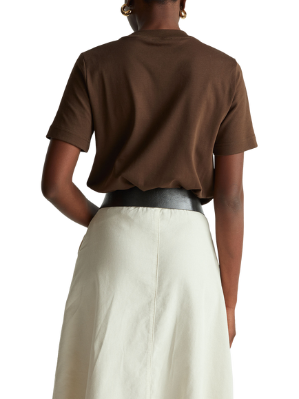 Benetton Wildflowers Slogan Cotton T-Shirt, Brown - view 2, Brown