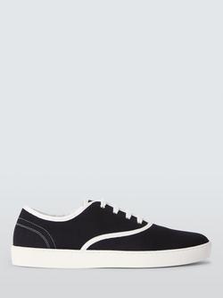 John Lewis Francesca Canvas Lace Up Skater Trainers, Black/White, Black/White