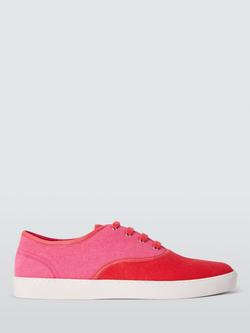 John Lewis Francesca Canvas Lace Up Skater Trainers, Red/Pink, Red/Pink