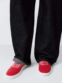 John Lewis Francesca Canvas Lace Up Skater Trainers, Red/Pink - view 2, Red/Pink