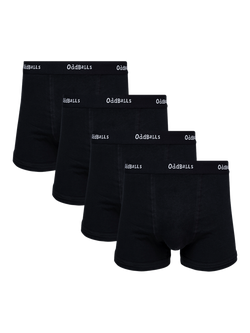 OddBalls Classic Cotton Blend Boxers, Pack of 4, Black