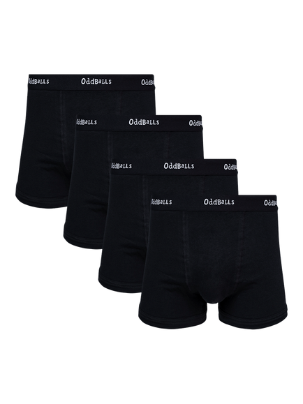 OddBalls Classic Cotton Blend Boxers, Pack of 4, Black