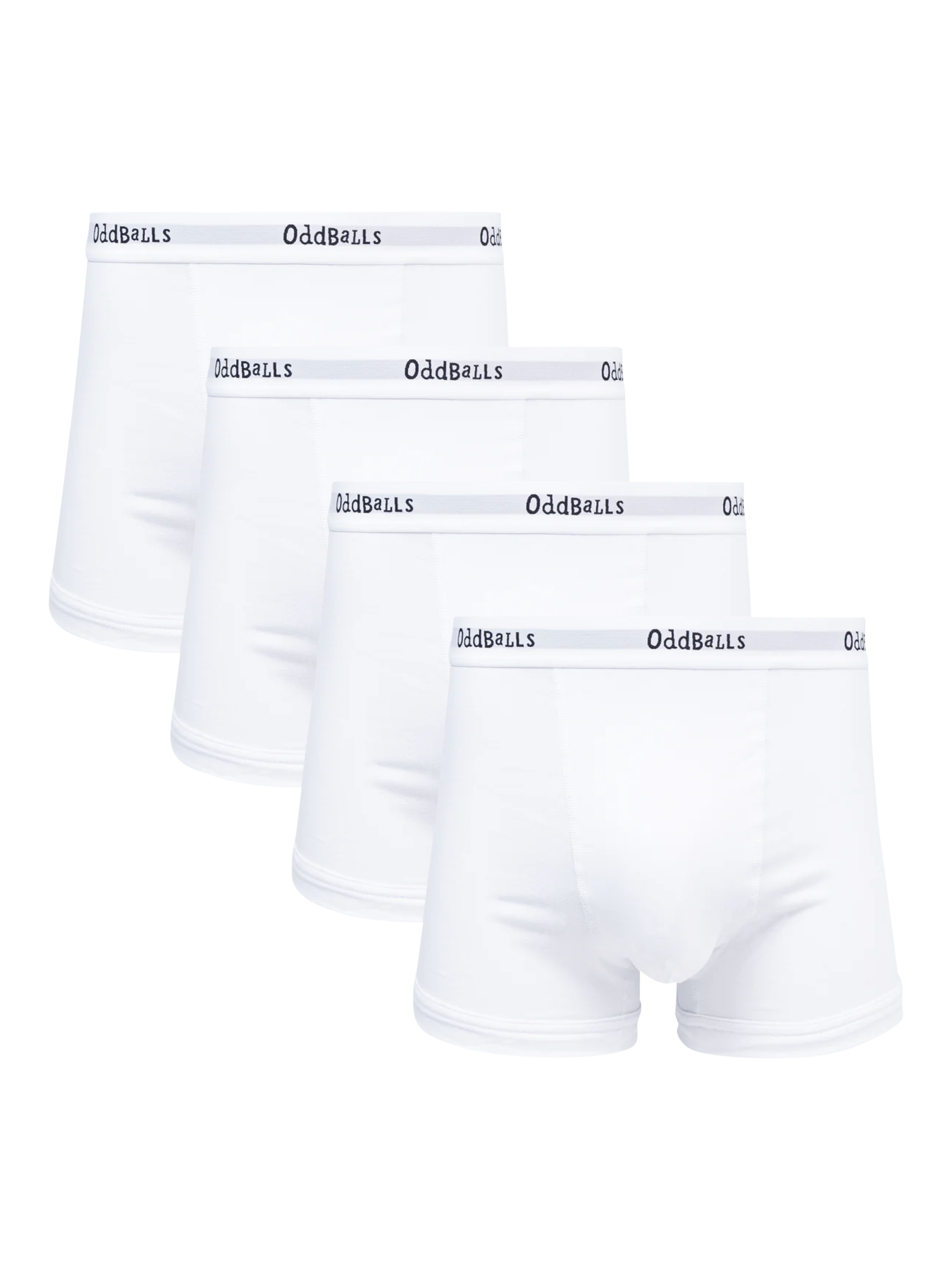Product image 1 of 6, which shows OddBalls Classic Cotton Blend Boxers, Pack of 4, White, XXS