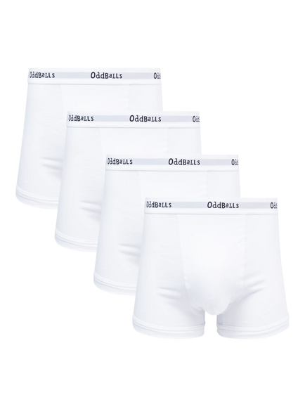 OddBalls Classic Cotton Blend Boxers, Pack of 4, White
