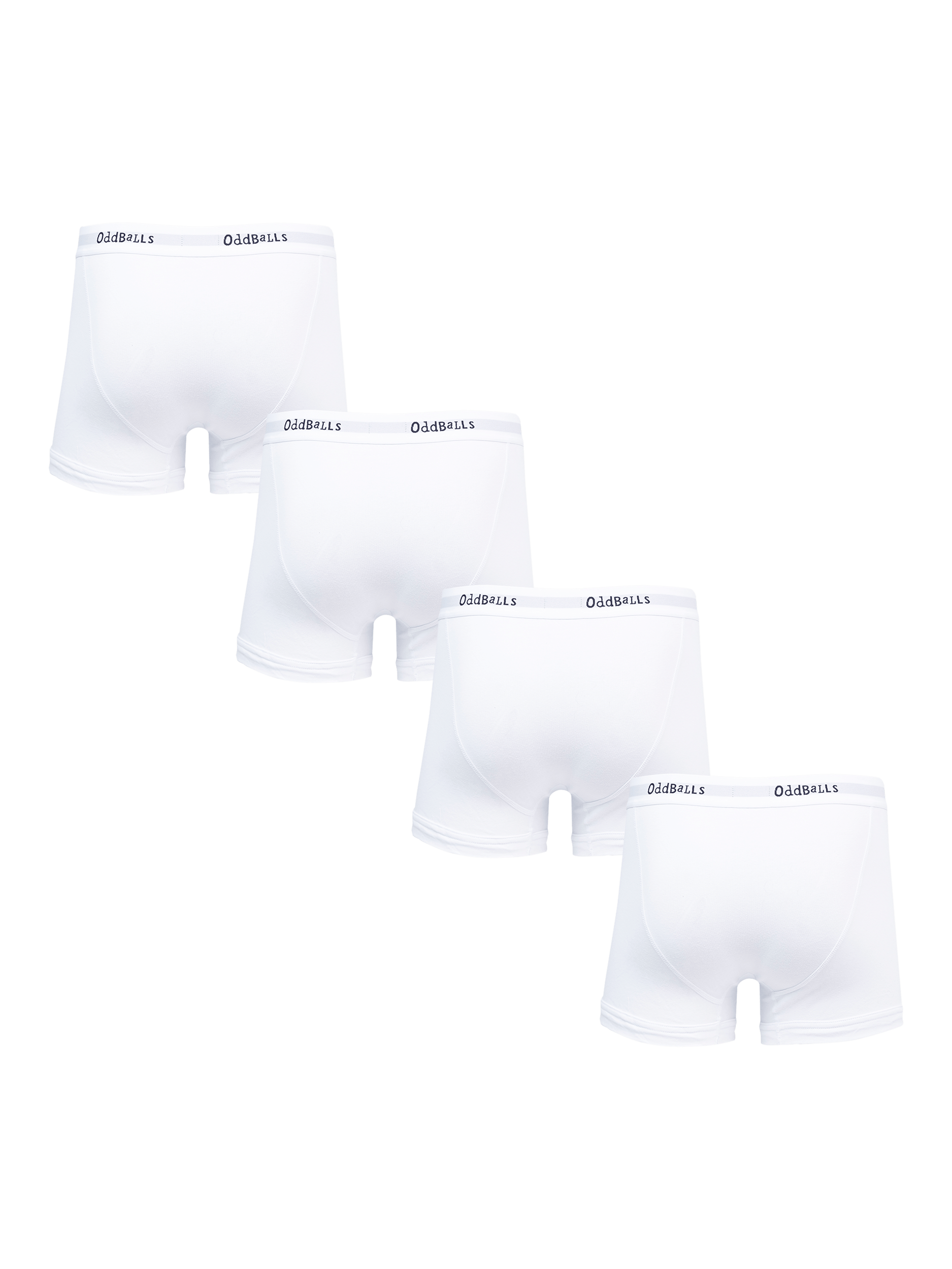 Product image 2 of 6, which shows OddBalls Classic Cotton Blend Boxers, Pack of 4, White, XXS
