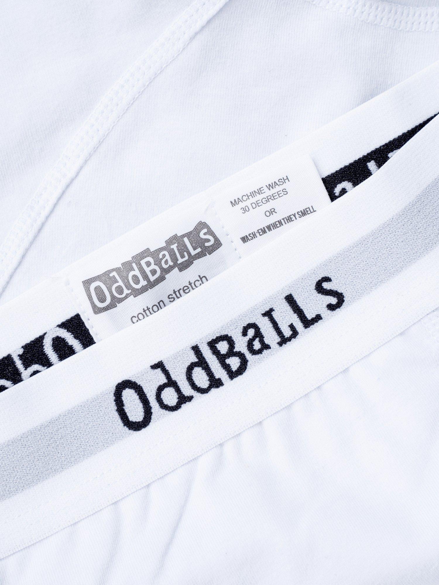 Product image 5 of 6, which shows OddBalls Classic Cotton Blend Boxers, Pack of 4, White, XXS