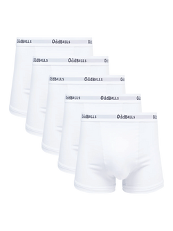OddBalls Classic Cotton Blend Boxers, Pack of 5, White