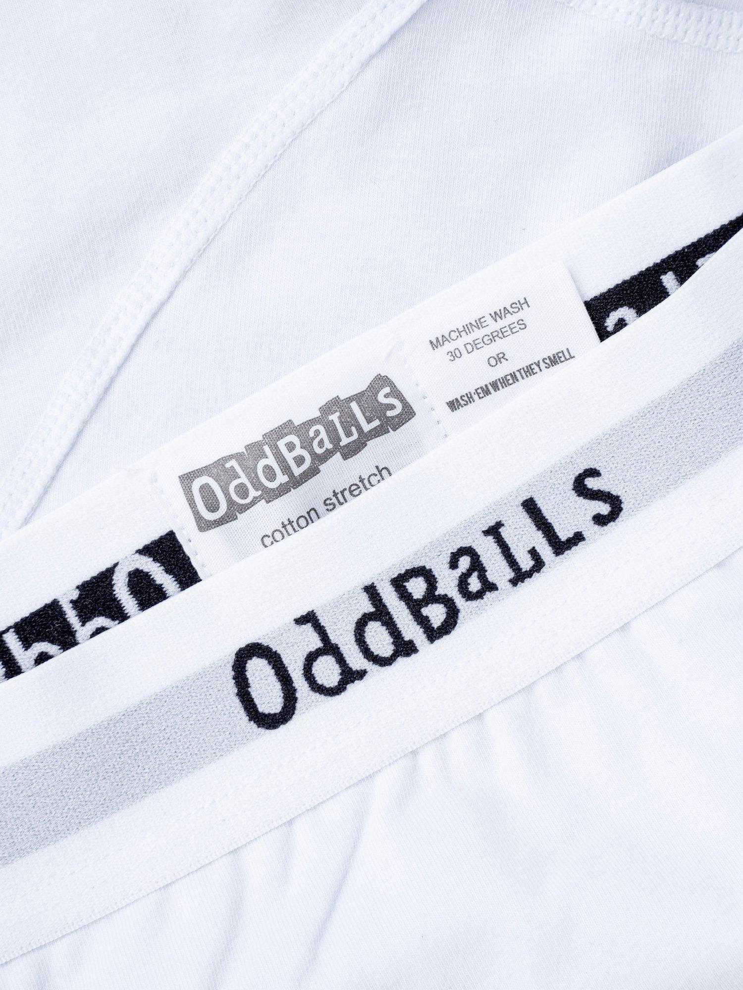 Product image 4 of 5, which shows OddBalls Classic Cotton Blend Boxers, Pack of 5, White, S