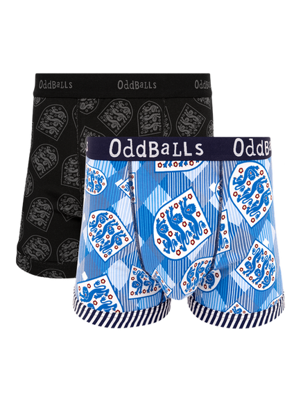 OddBalls England Football Cotton Blend Boxers, Pack of 2, Black