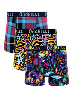 OddBalls Mixed Cotton Blend Boxers, Pack of 3, Midnight/Magic Garden