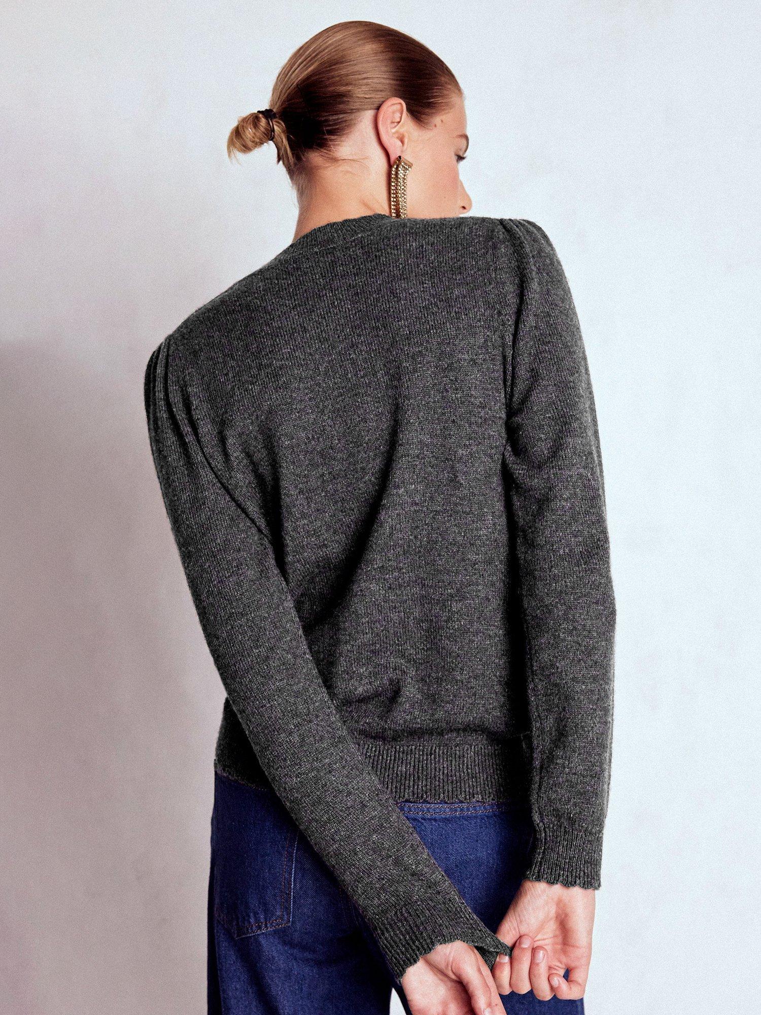 Product image 3 of 7, which shows Boden Elizabeth Embellished Swan Jumper, Charcoal, S