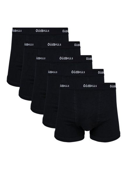 OddBalls Classic Cotton Blend Boxers, Pack of 5, Black