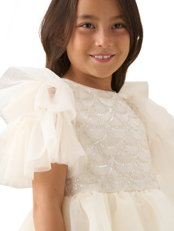 Angel & Rocket Kids' Beaded Tiered Tulle Dress, Ivory - view 2, Ivory